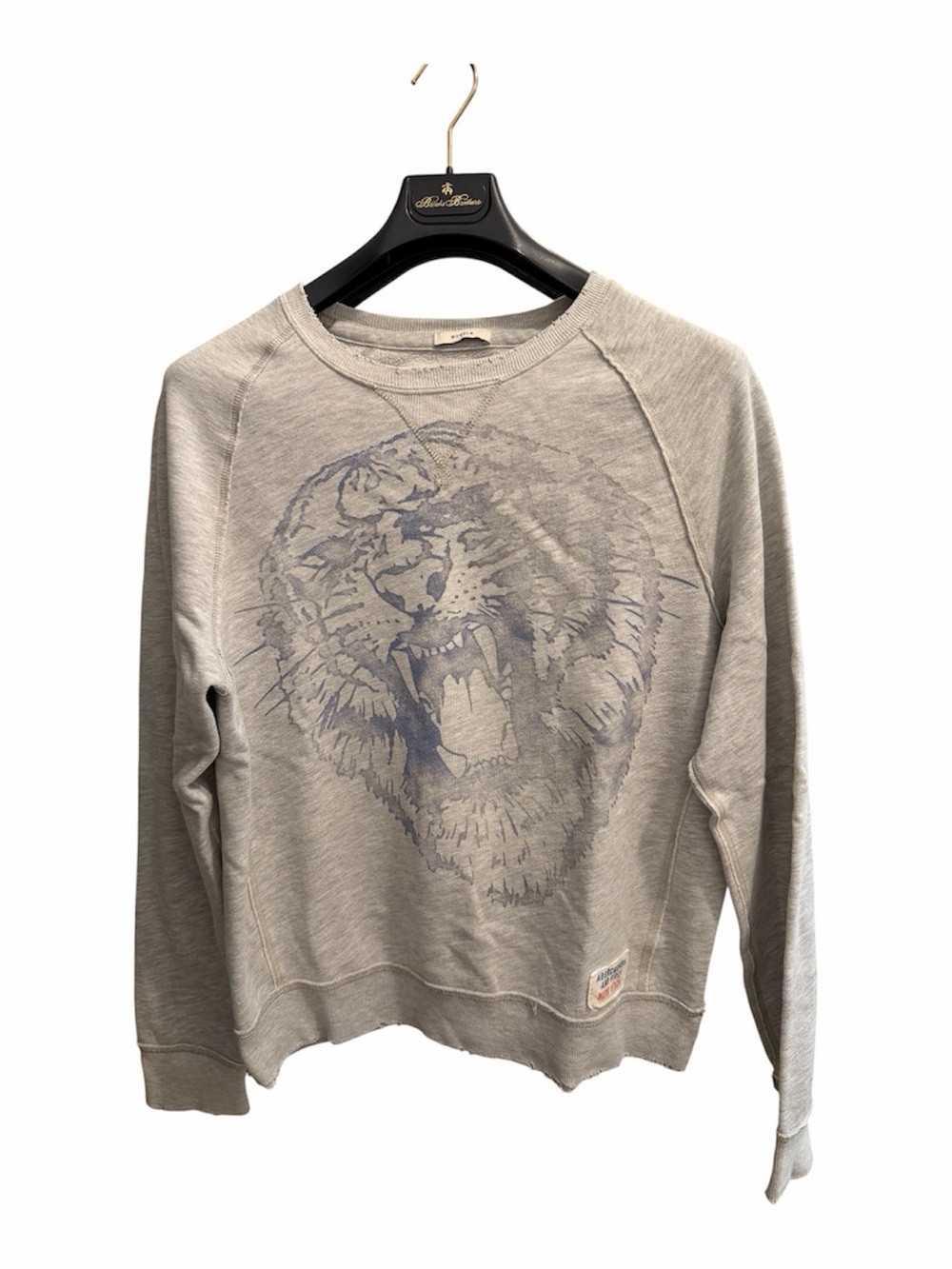 Abercrombie and fitch Men's Light Gray Graphic Crewneck Sweater - Roaring Tiger